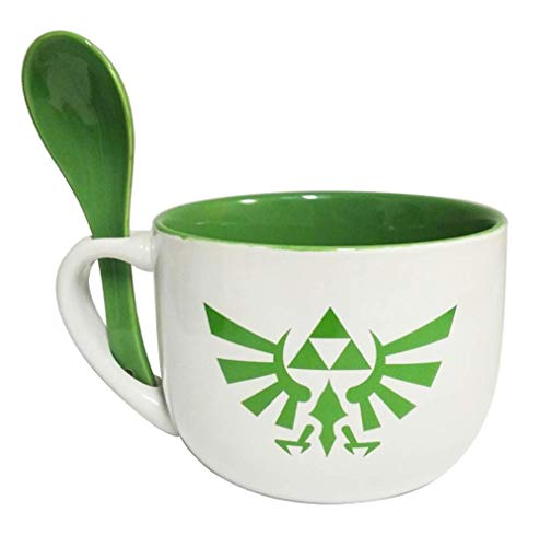 Amazon.com: Officially Licensed Legend of Zelda Large Green and White Mug With Spoon, 16oz: Kitchen & Dining