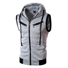 Men Hooded Waistcoat Sleeveless Jacket Zipper Pocket Gilet Casual Cotton Men Vest Plus Size